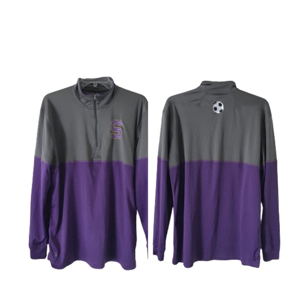 Pennant Sportswear 1/4 Zip Pullover Soccer XL Purple Gray